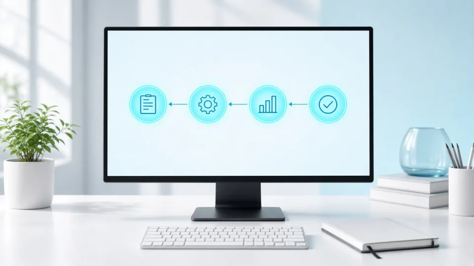 Monitor showing a four-step release path