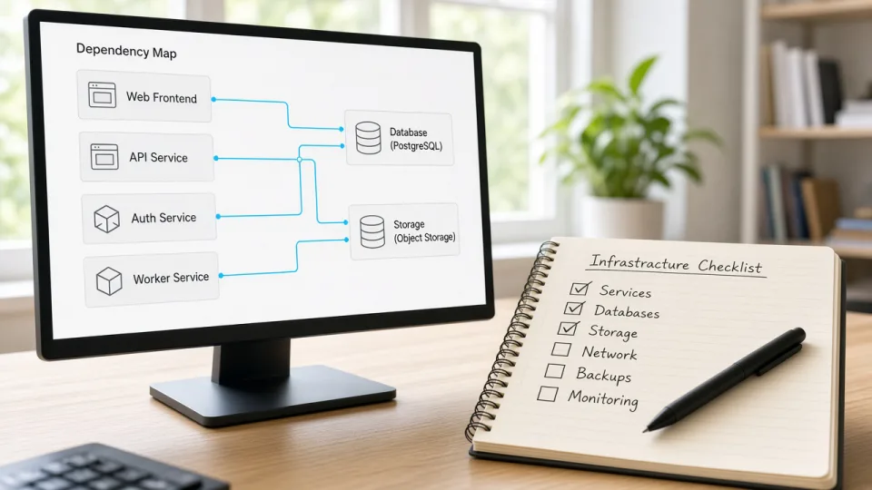 Monitor showing application, database and storage dependencies